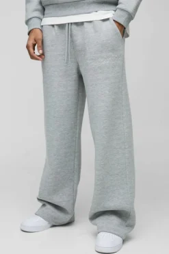 Flash Sale boohooMAN Wide Leg Worldwide Embossed Joggers grey marl