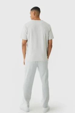 Discount boohooMAN Worldwide Embroidered Contrast Stitch Gusset Jogger grey marl