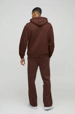 Sale boohooMAN Worldwide Embroidered Contrast Stitch Gusset Jogger chocolate
