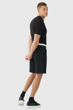 Outlet boohooMAN Woven Jort With Boxer Double Waistband black