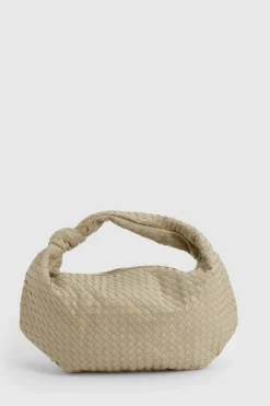 Online boohoo Woven Knot Oversized Shoulder Bag taupe