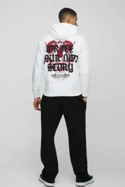 Outlet boohooMAN Write Your Own Story Heart Graphic Hoodie white