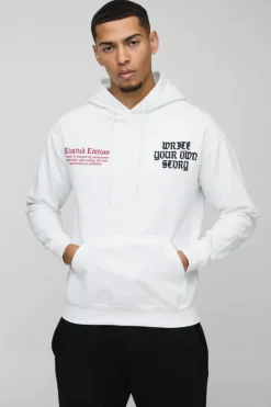 Outlet boohooMAN Write Your Own Story Heart Graphic Hoodie white